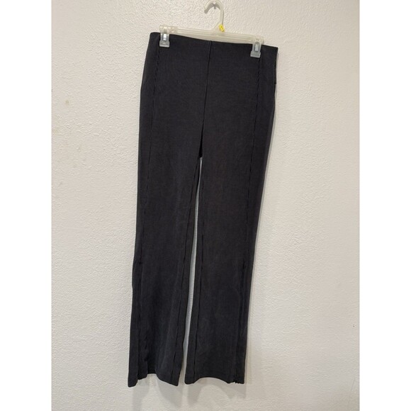 Lululemon Pants Women Gray Brushed Softstreme Ribbed Zip Flare  Crop Sz8 - Picture 1 of 8
